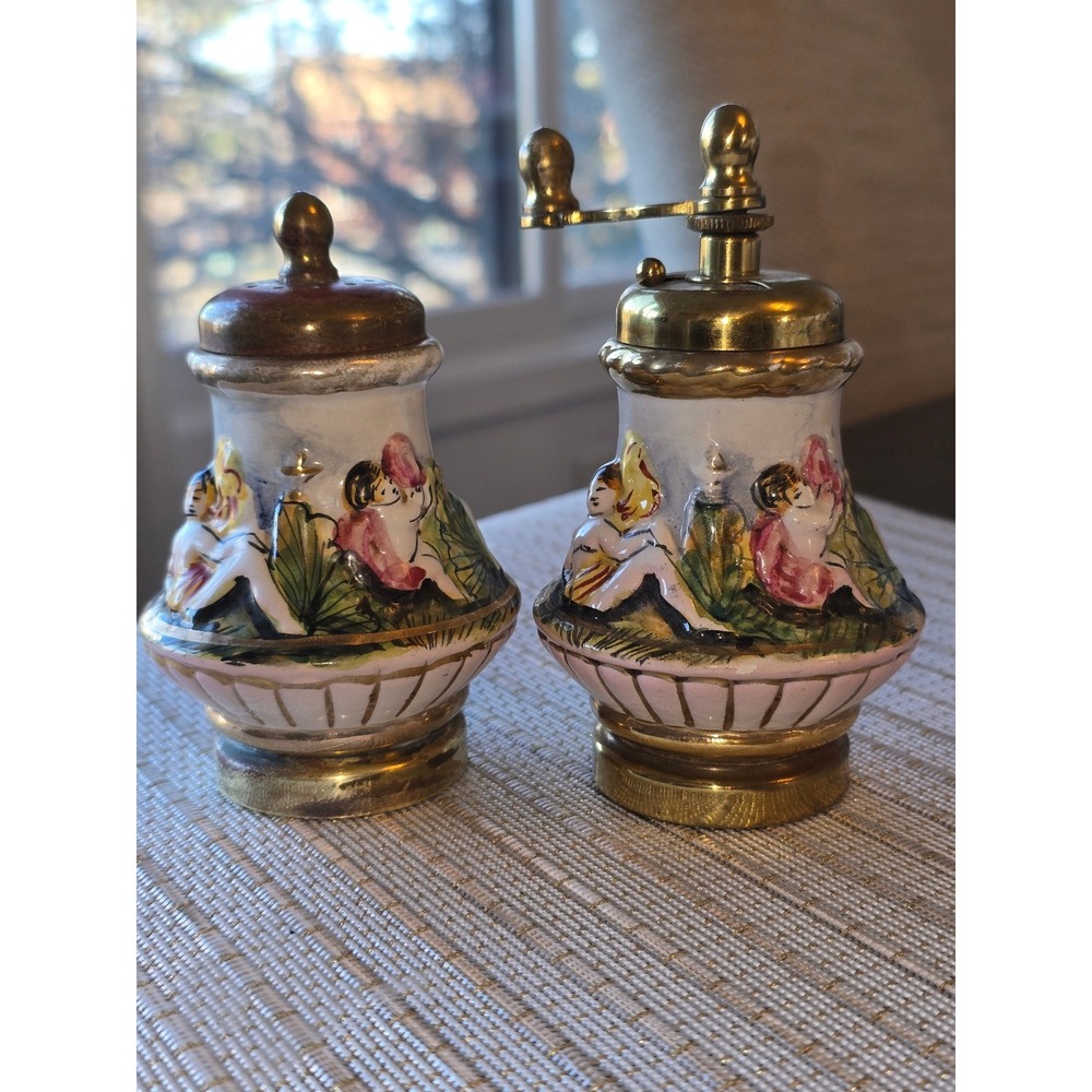 Elegant Vintage Capodimonte Style Salt & Pepper Shaker Set,‎ 4.25" Tall